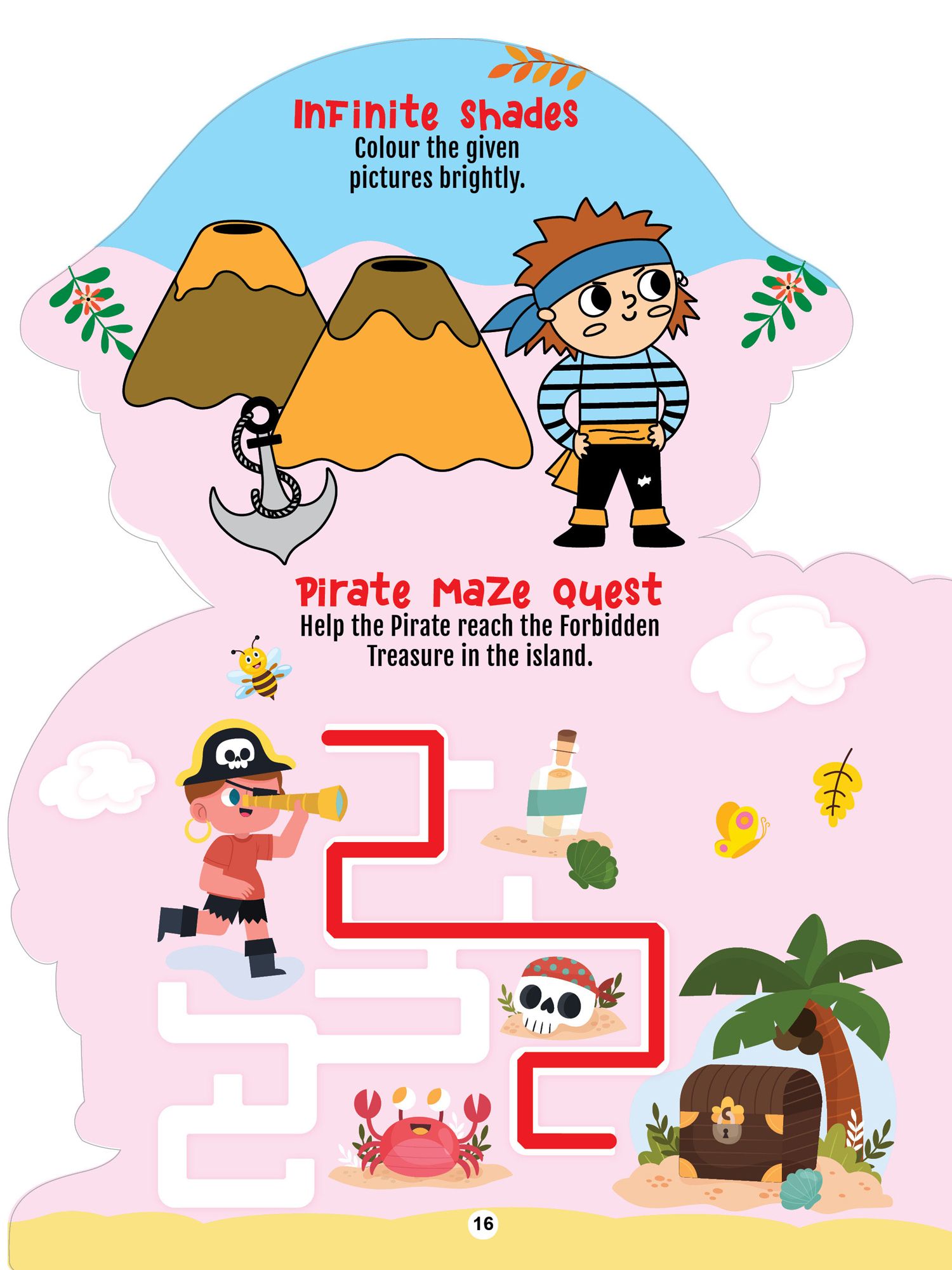 Dreamland Publications - Step into the Pirates World - Activity and Colouring Fun Book for Age 4+