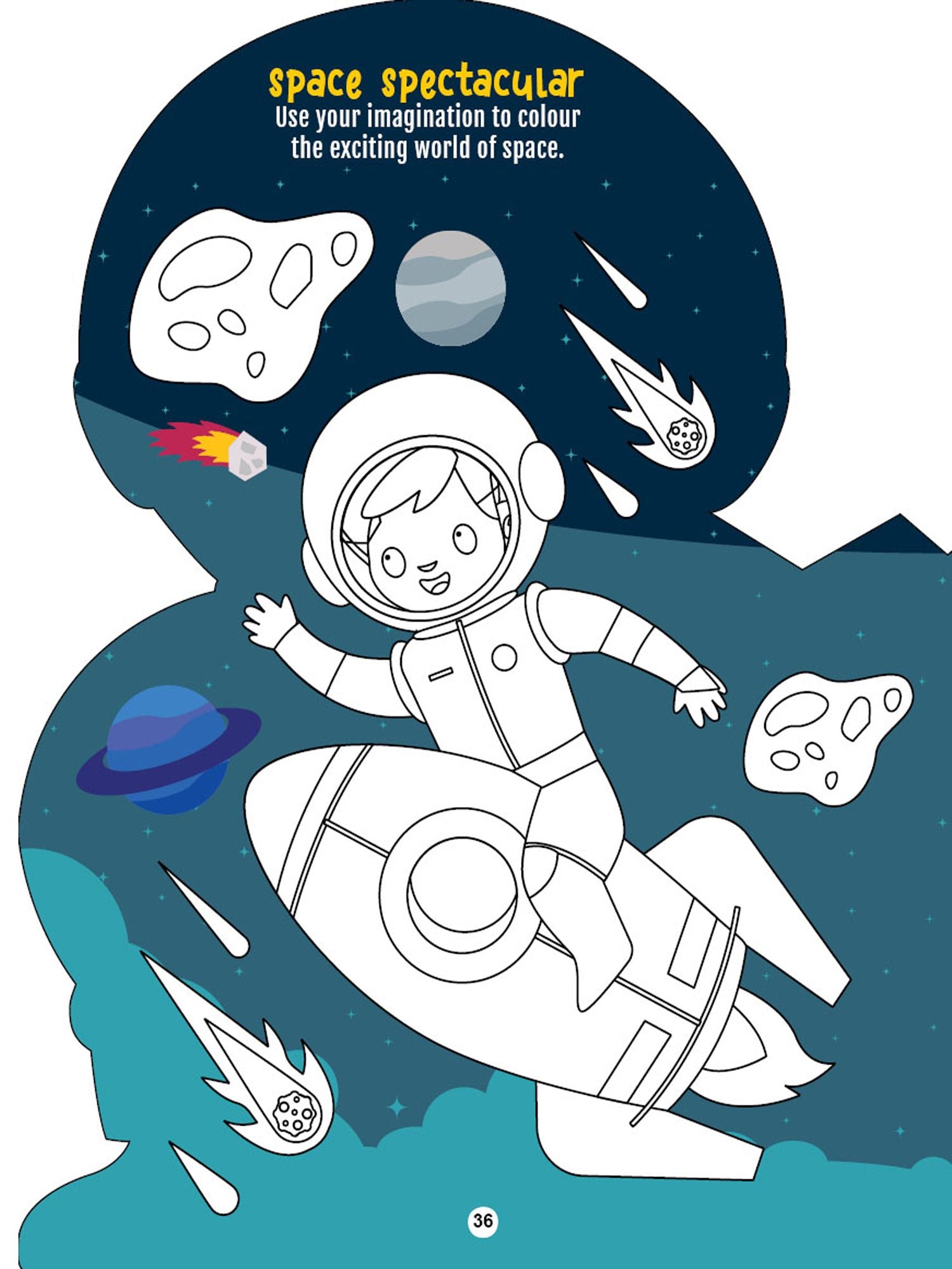 Dreamland Publications - Step into the Space World - Activity and Colouring Fun Book for Age 4+