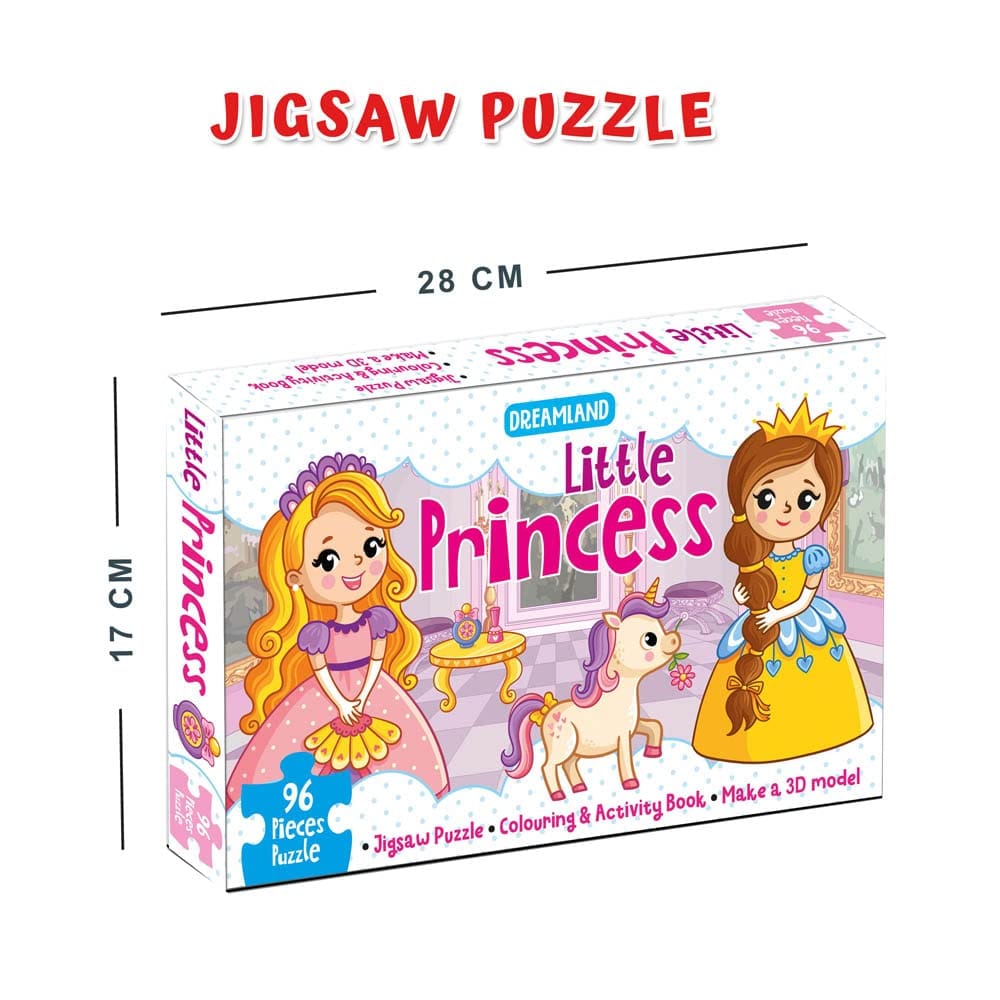Dreamland Publications - Little Princess Jigsaw Puzzle for Kids 96 Pcs With Colouring & Activity Book and 3D Model