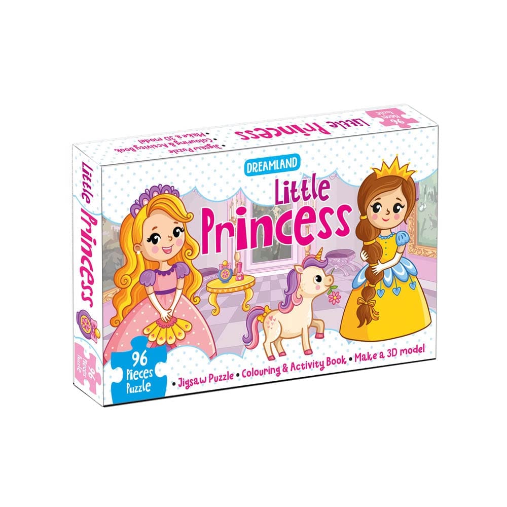 Dreamland Publications - Little Princess Jigsaw Puzzle for Kids 96 Pcs With Colouring & Activity Book and 3D Model