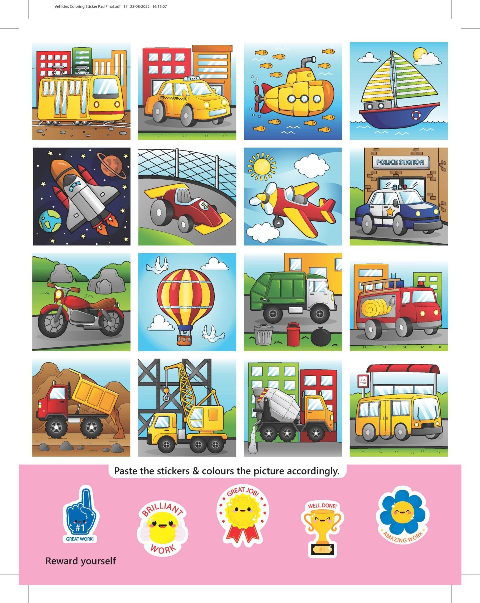 Dreamland Vehicles- It's Colour time with Stickers
