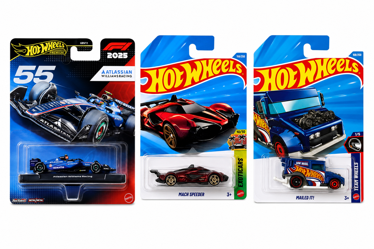 Hot Wheels  Atlassian Williams Racing Formula 1 Team (#55) , Mailed IT! and Mach Speeder