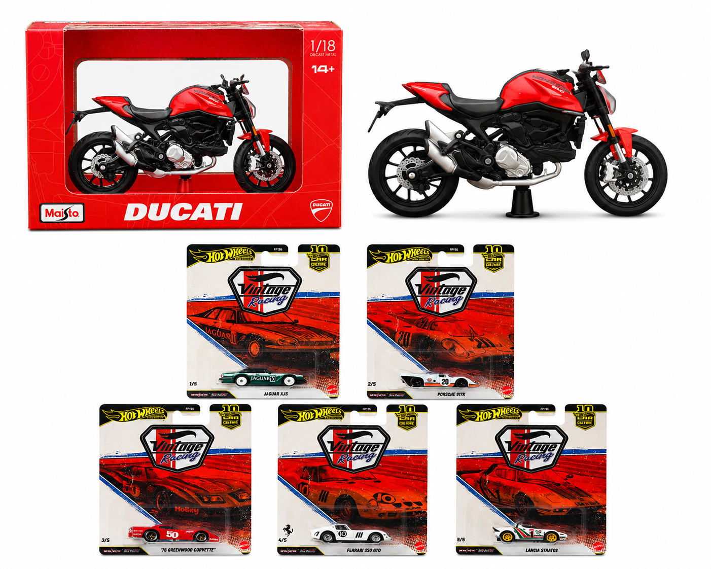 Hot Wheels Premium 2026 | Vintage Racing Set of 5 & Maisto Ducati Monster +