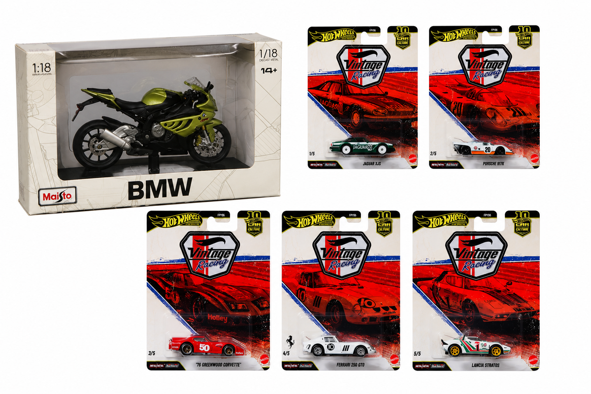 Hot Wheels Premium 2026 | Vintage Racing Set of 5 & Maisto Diecast 1/18 BMW S1000RR