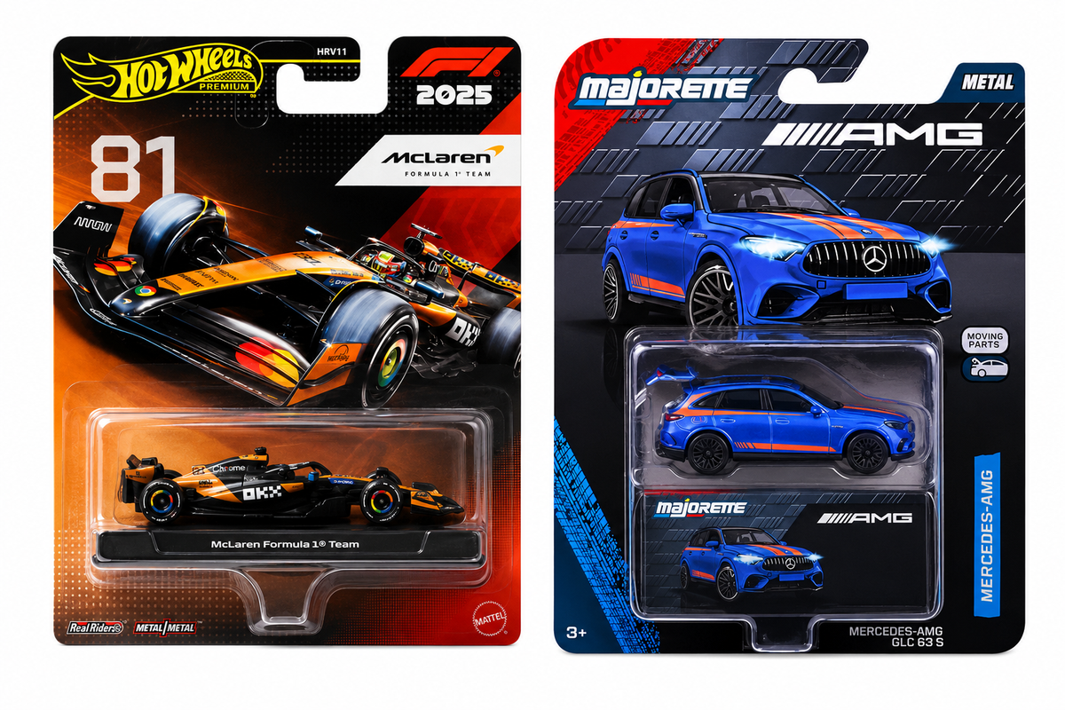 Hot Wheels Formula 1 McLaren F1 Team (81) and Majorette Mercedes-AMG GLC 63 S