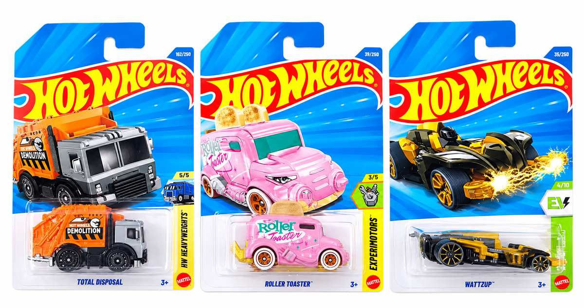 Hot Wheels Total Disposal (Silver Mark),Roller Toaster and Wattzup