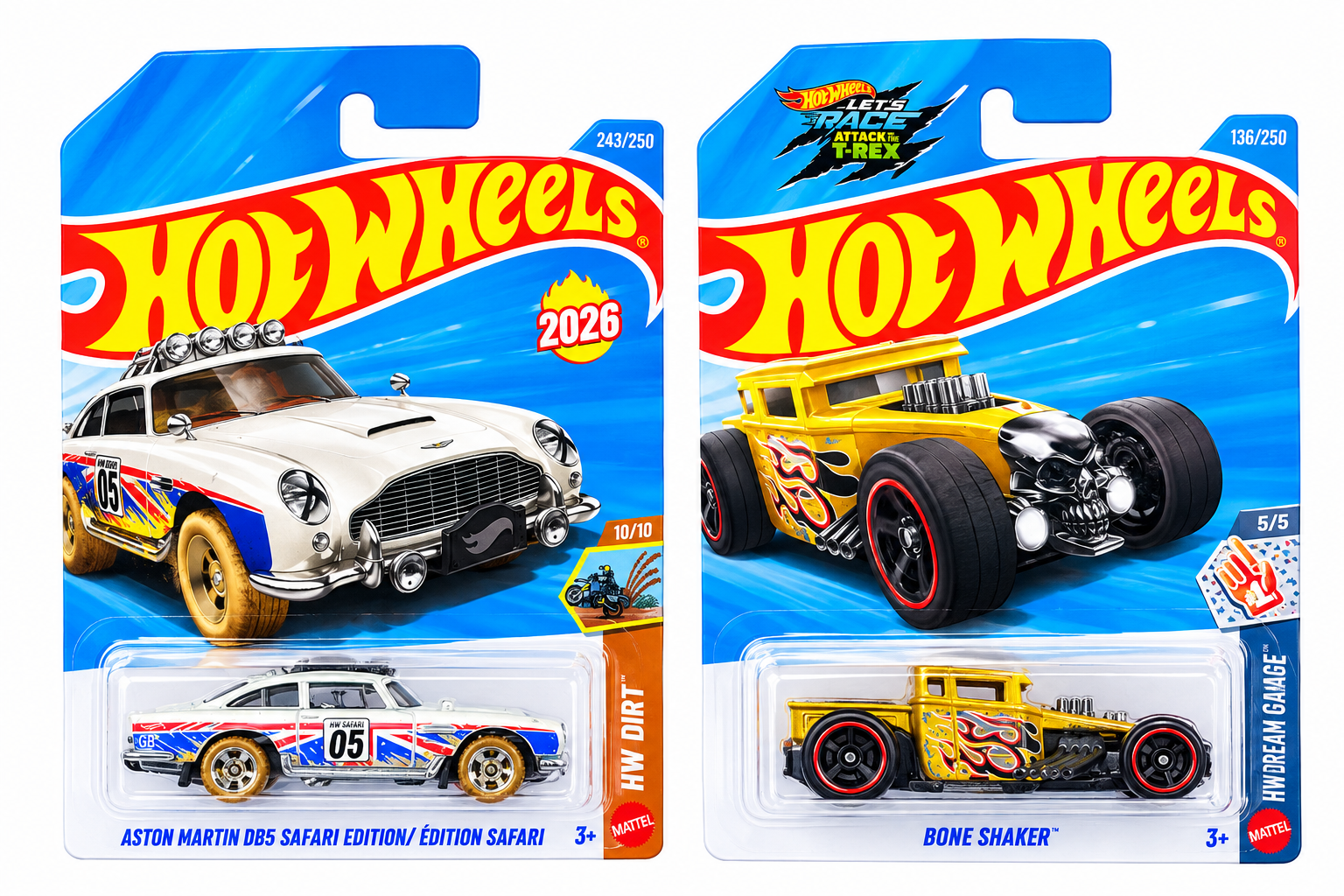 Hot Wheels Aston Martin DB5 Safari Edition and Bone Shaker