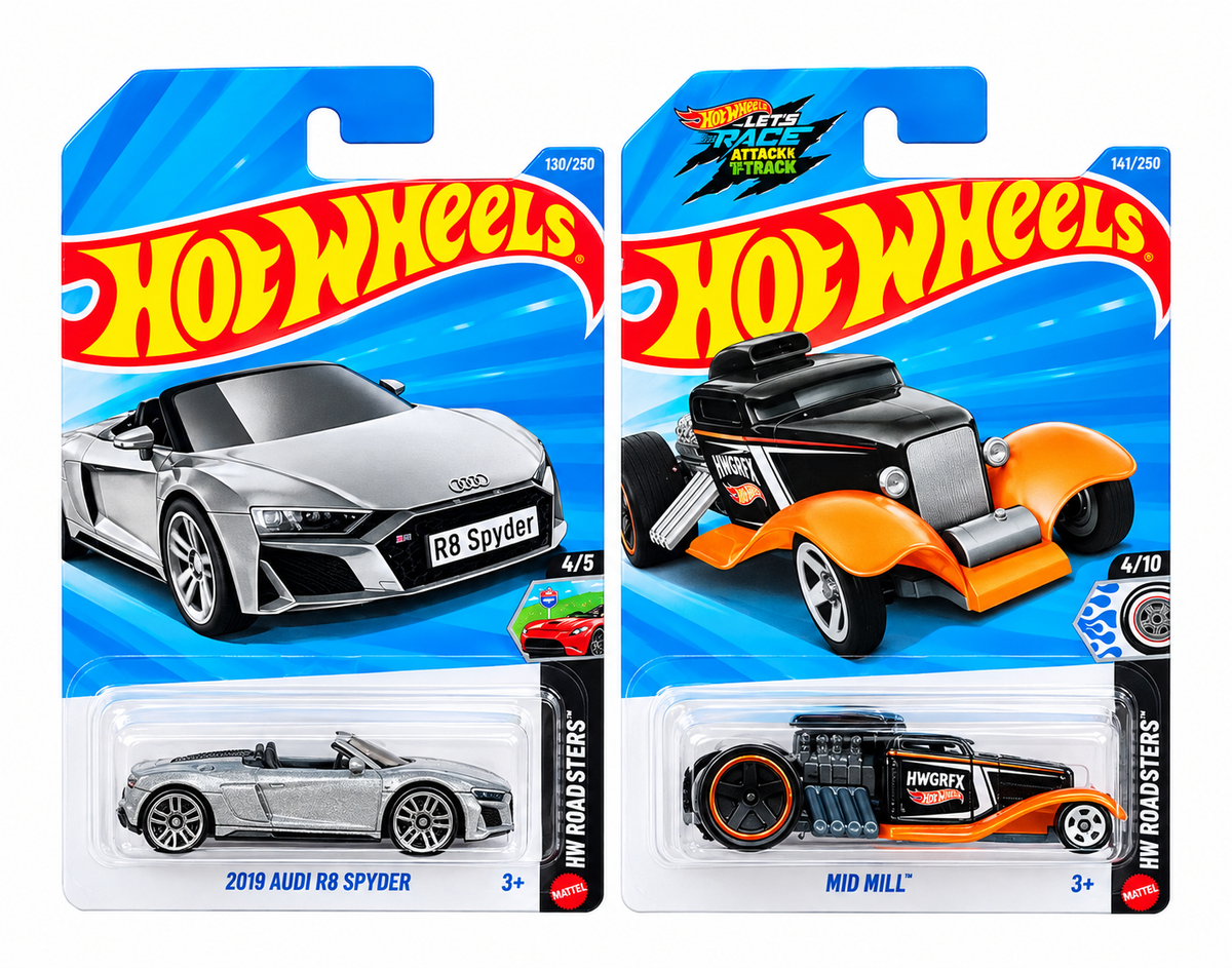 Hot Wheels 2019 Audi R8 Spyder and Mid Mill