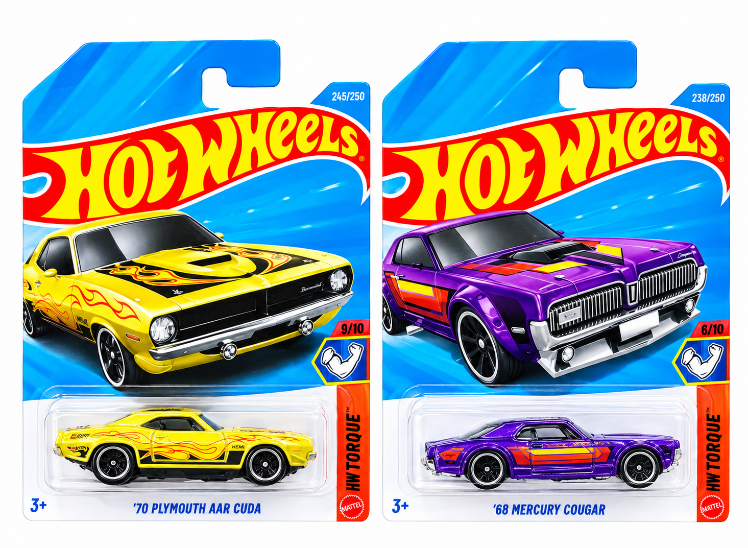 Hot Wheels '70 Plymouth AAR Cuda and '68 Mercury Cougar