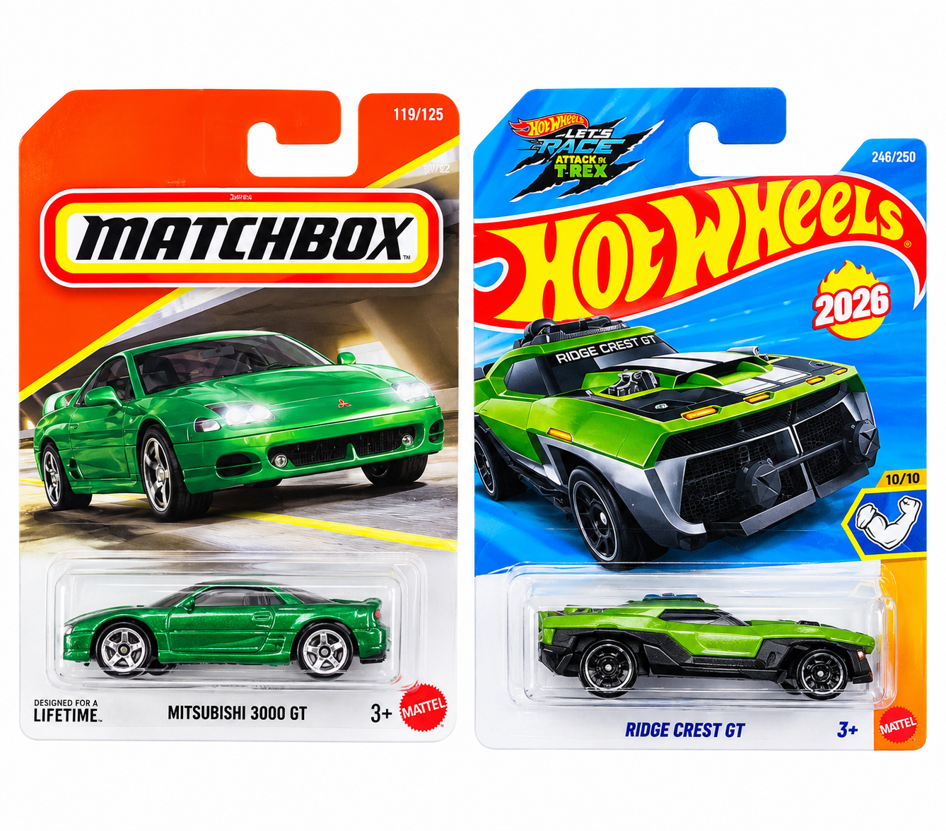 Matchbox Mitsubishi 3000 GT and Hot Wheels Ridge Crest GT