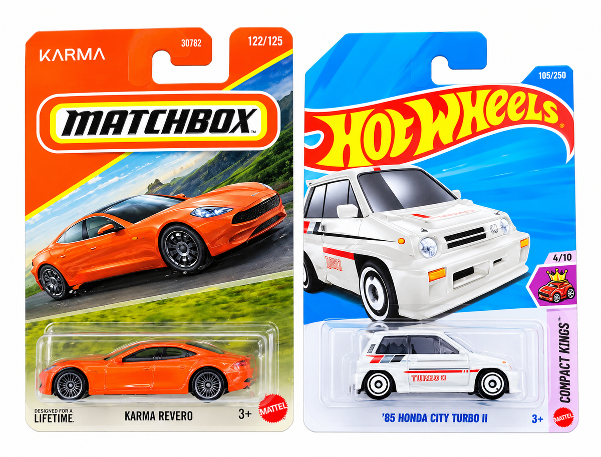 Matchbox Karma Revero and Hot Wheels '85 Honda City Turbo II