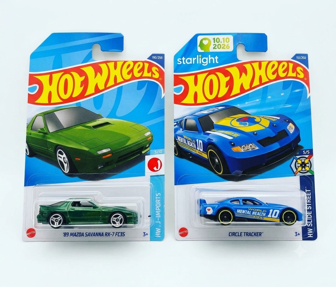 Hot Wheels '89 Mazda Savanna RX-7 FC3S and Circle Tracker