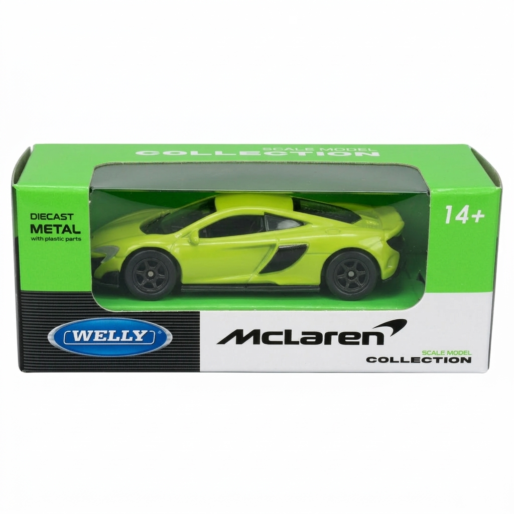 Welly 1:64 McLaren 675LT Coupe diecast model car in Green - Toy Marche