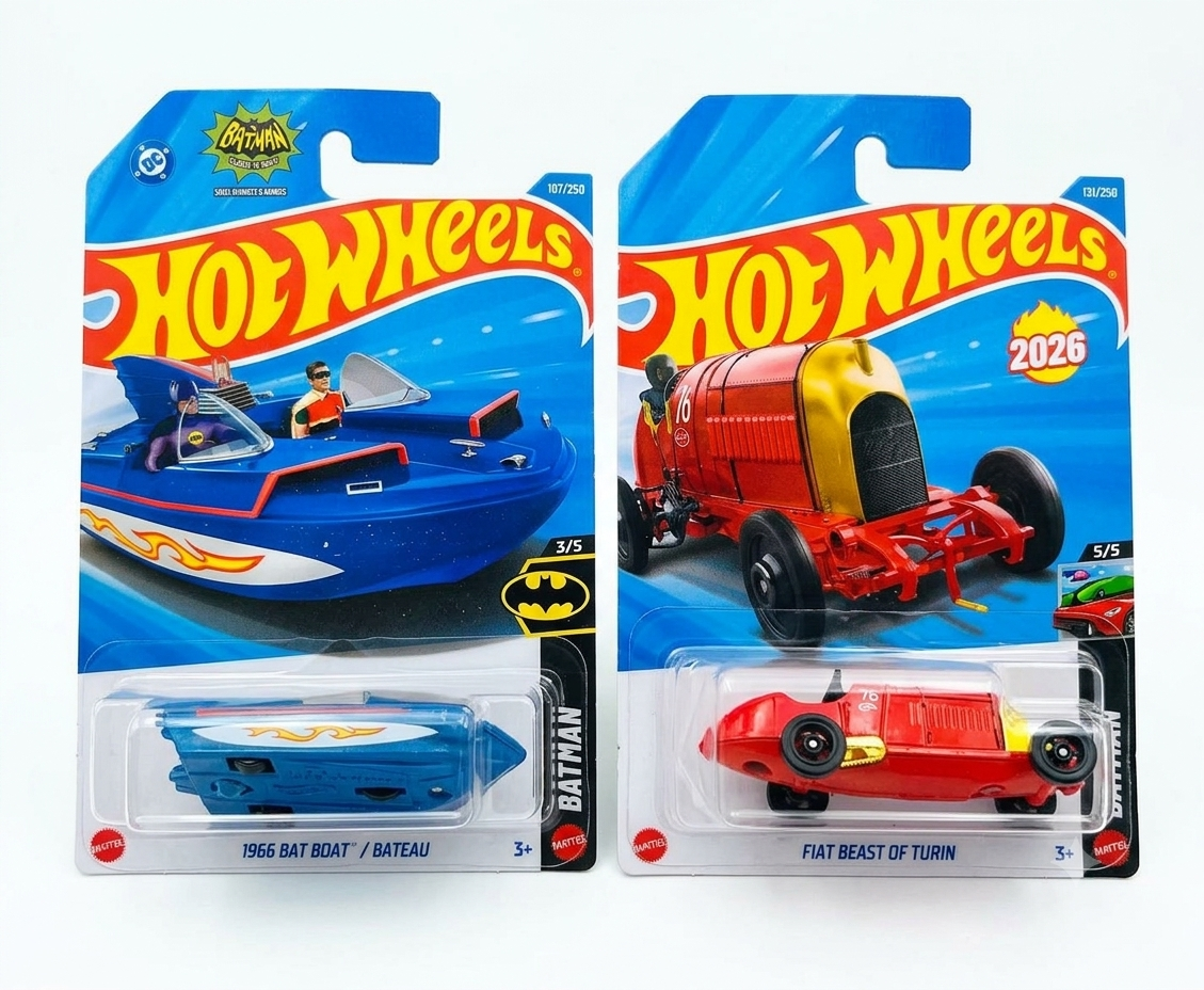 Hot Wheels 1966 Bat Boat and Fiat Beast of Turin