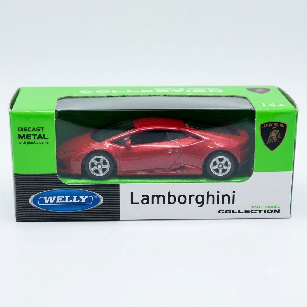 Welly 1:64 Lamborghini Huracan Coupe diecast model car in Red - Toy Marche
