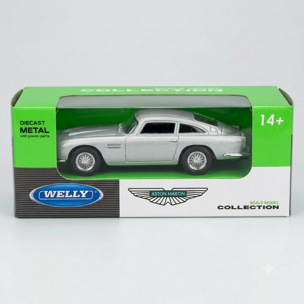 Welly 1:64 1964 Aston Martin DB5 diecast model car in Silver - Toy Marche