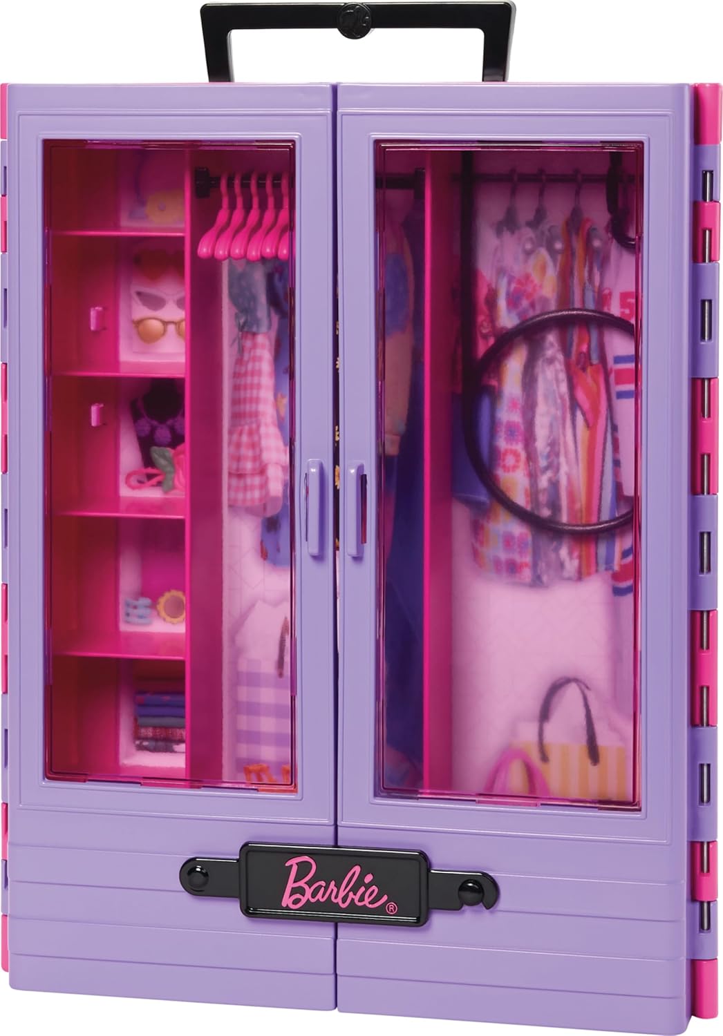 Barbie Fashionistas Ultimate Closet Playset with Translucent Doors, Fold-Out Rack & 6 Hangers