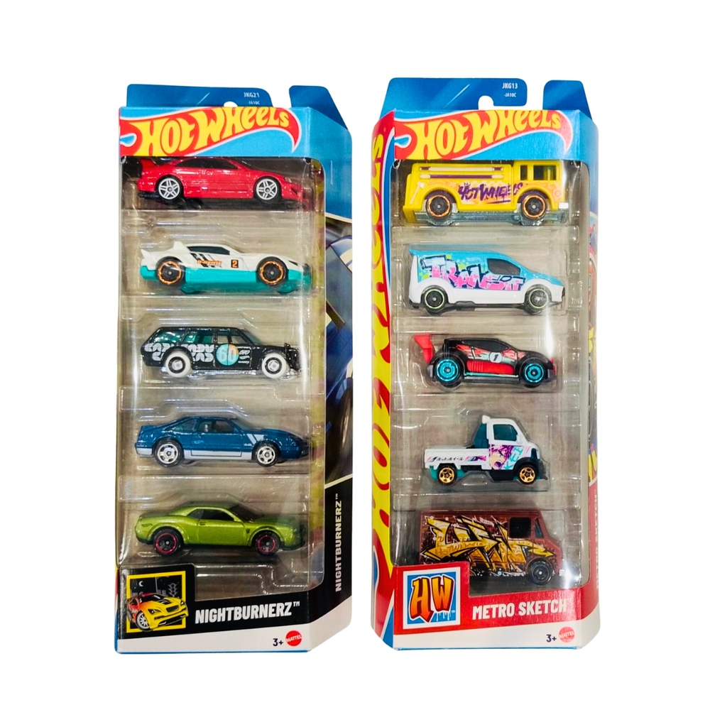 Hot Wheels 5 Car Pack - Nightburnerz And Metro Sketch