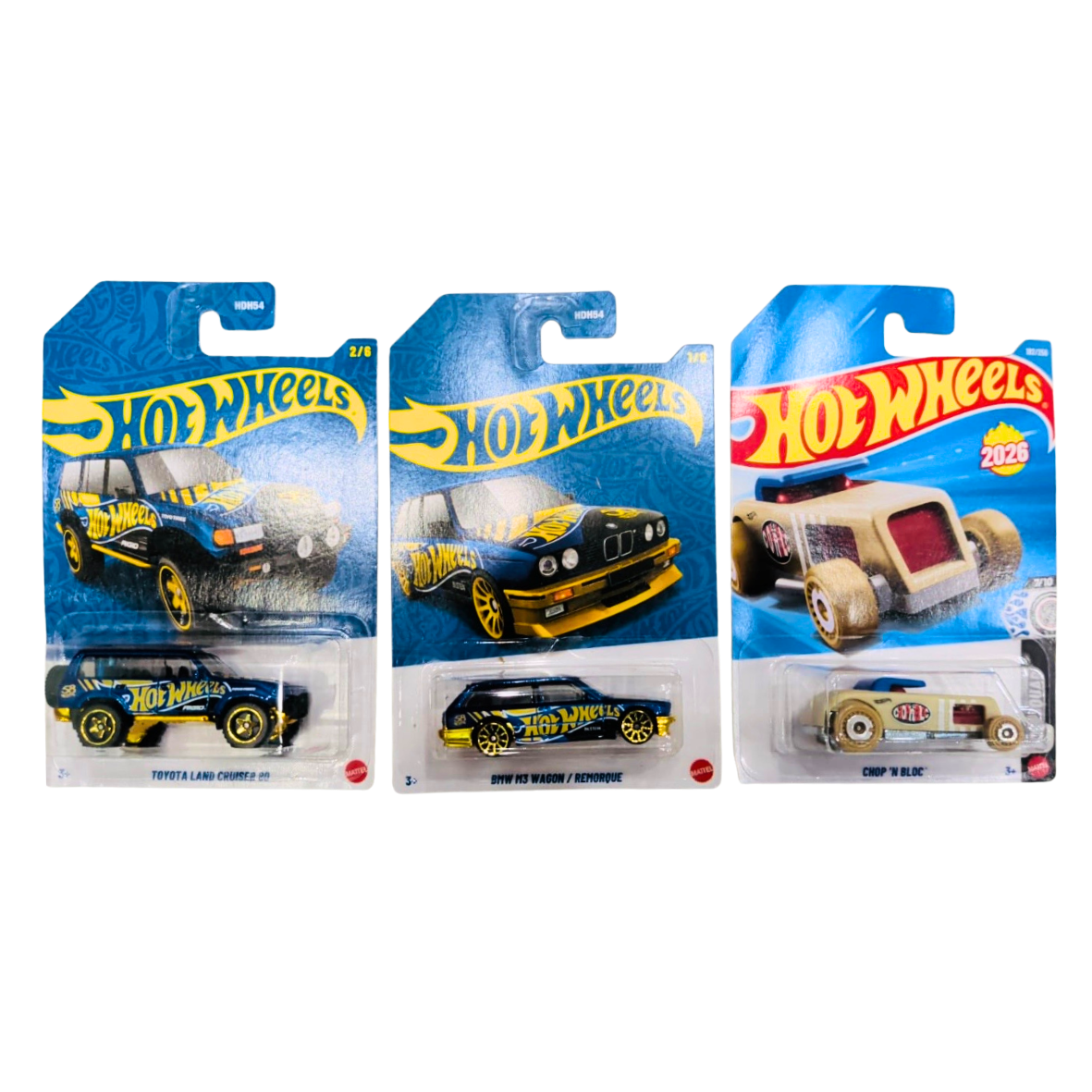 Hot Wheels Pearl & Chrome Toyota Land Cruiser, Pearl & Chrome BMW M2 Wagon And Chop 'N Bloc
