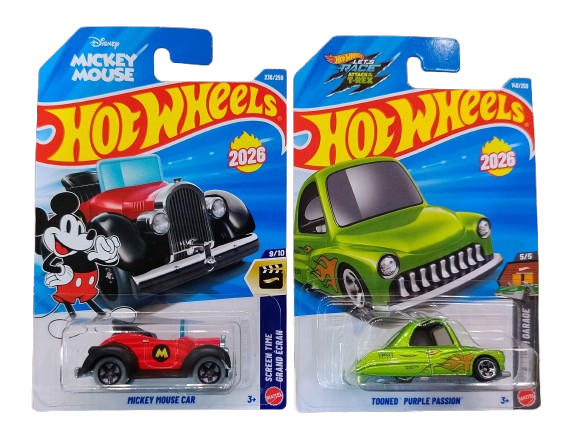 Hot Wheels Mickey Mouse Car and Tooned Purple Passion