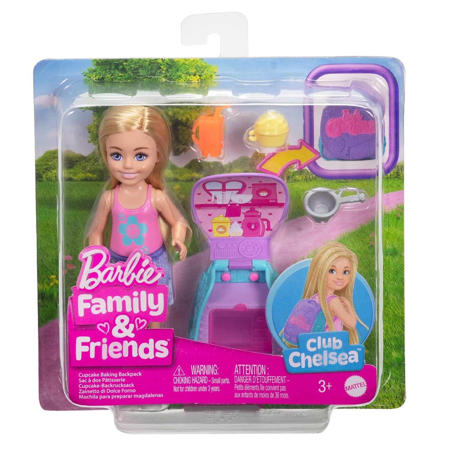 Barbie Family & Friends Chelsea Cupcake Baking Backpack Chelsea Doll And Accessories, Backpack With Cupcake Play Piece