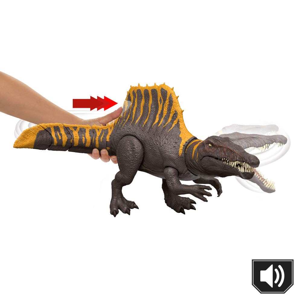 Jurassic World Rebirth Tail Thrasher Spinosaurus Action Figure, Dinosaur Toy With 2 Attack Moves