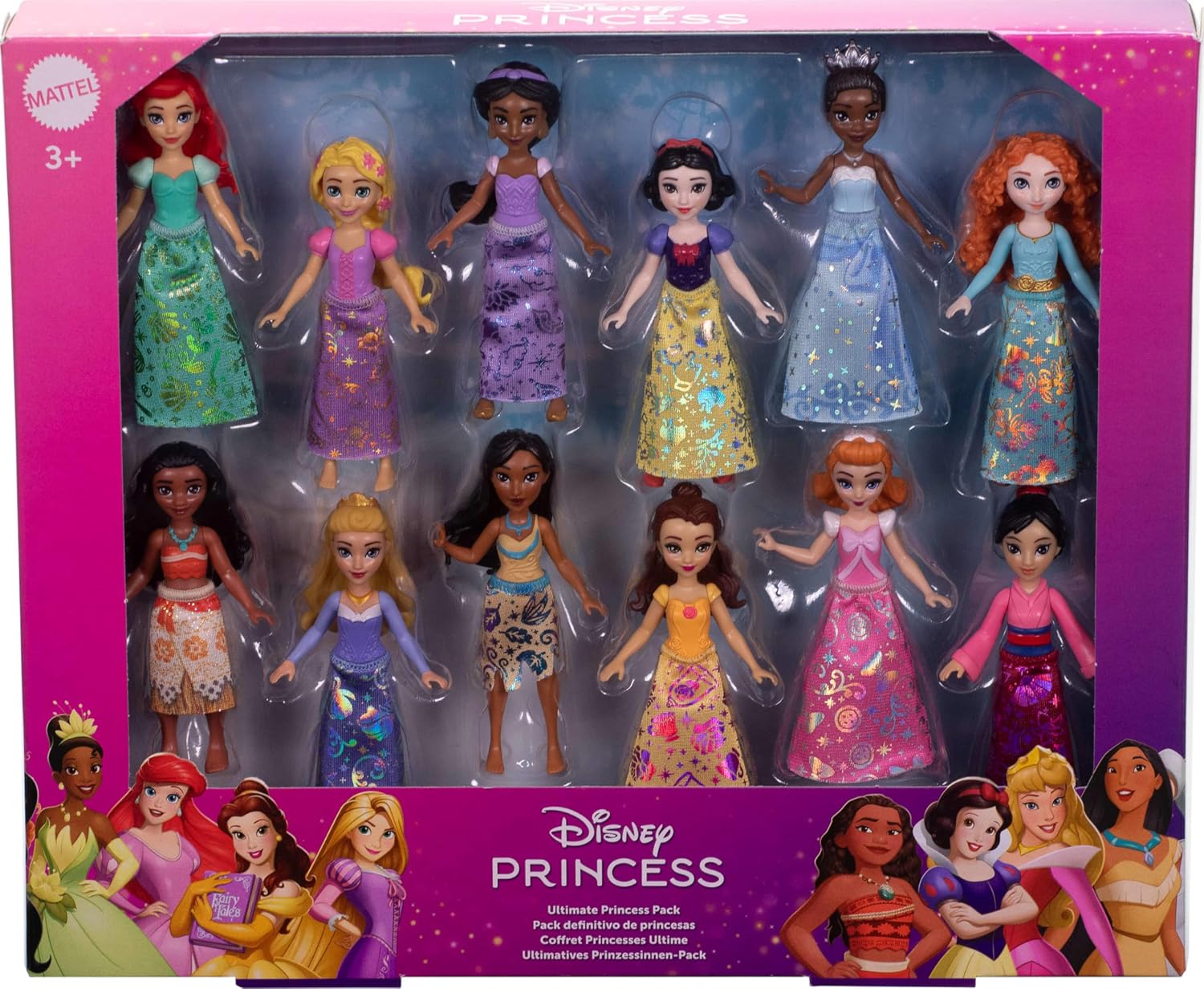 Disney Princess Ultimate Princess Pack With 12 Small Dolls in Signature Outfits inspired By Movies