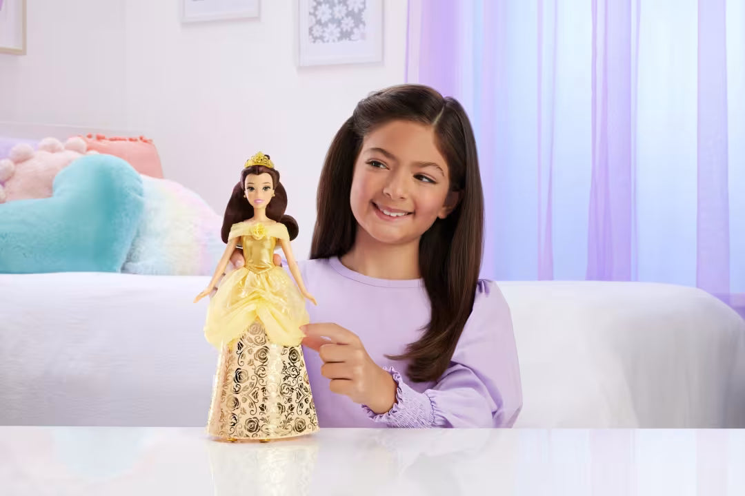 Disney Princess Enchanted Stories Belle Fashion Doll With Sparkling Dress & Accessories, Posable