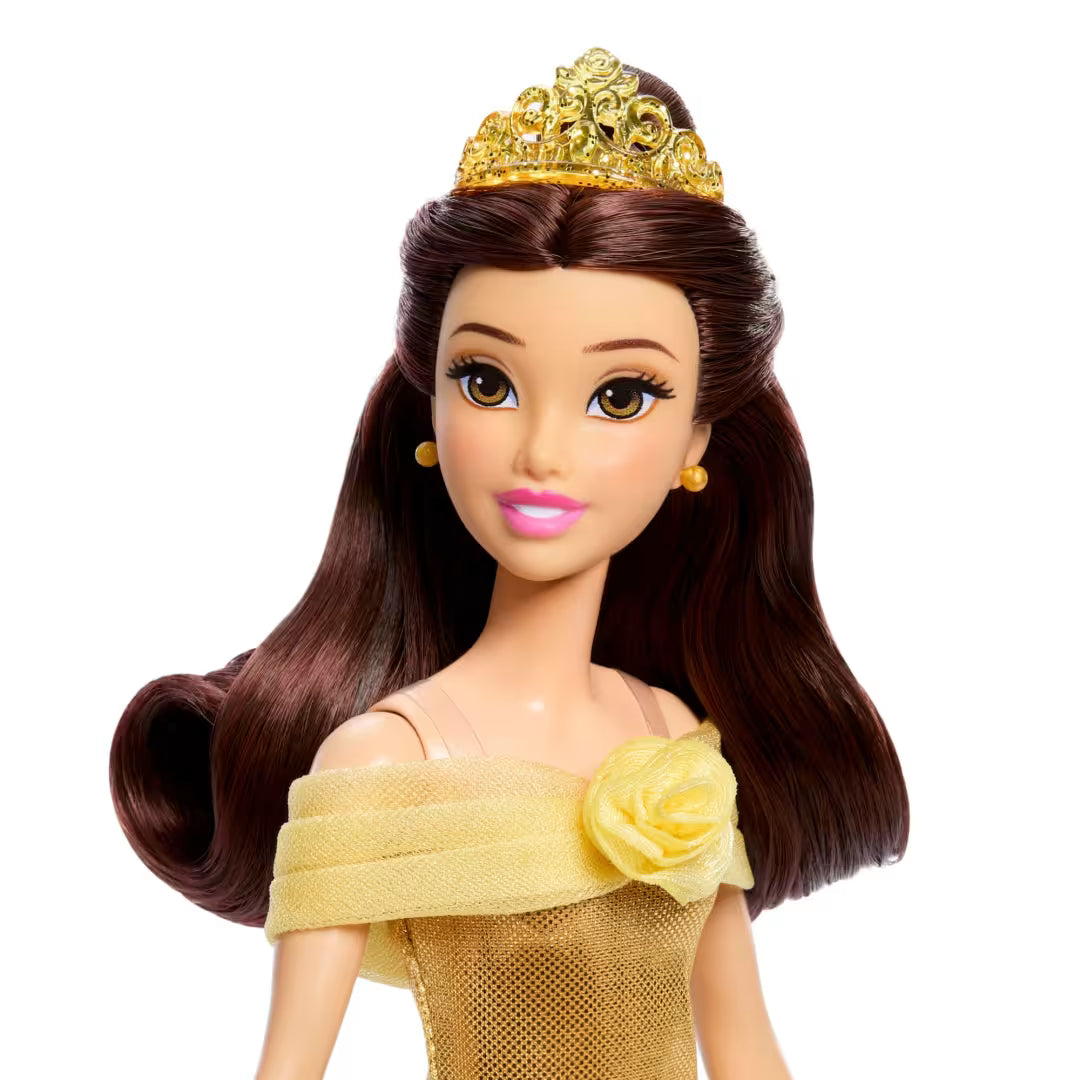 Disney Princess Enchanted Stories Belle Fashion Doll With Sparkling Dress & Accessories, Posable