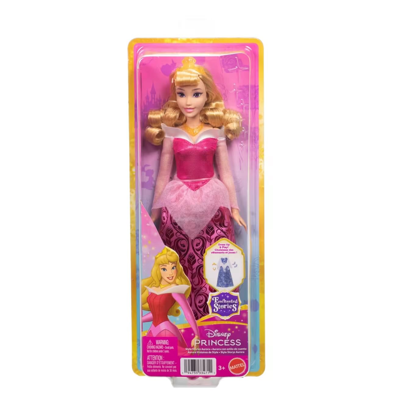 Disney Princess Enchanted Stories Aurora Fashion Doll With Sparkling Dress & Accessories, Posable