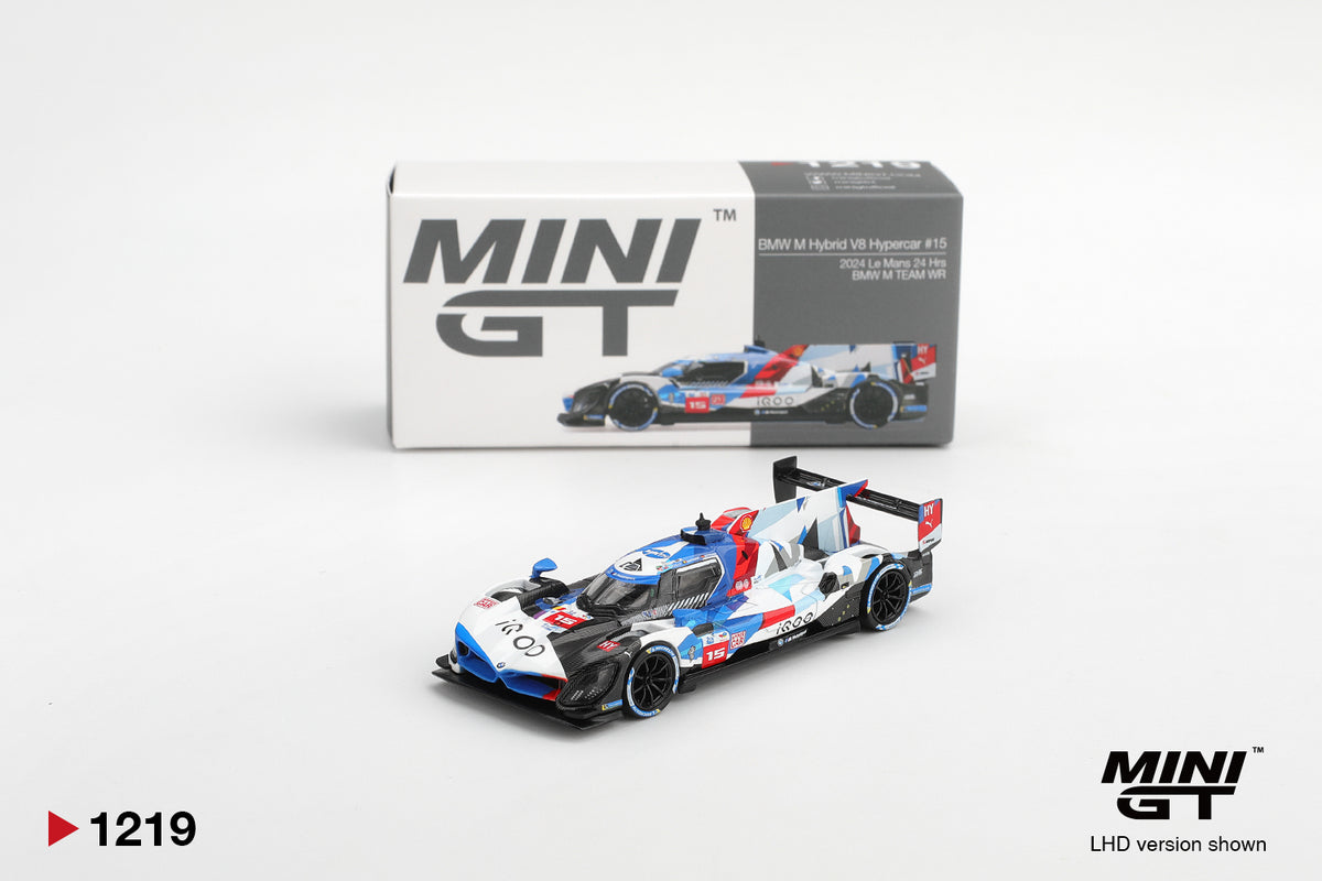 Mini GT 1219 BMW M Hybrid V8 Hypercar #15 BMW M TEAM WRT 2024 Le Mans 24 Hrs