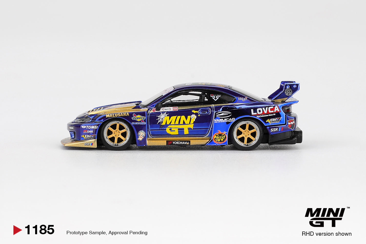 Mini GT 1185 Nissan LB-Super Silhouette S15 SILVIA #555 Team MINI GT Liberty Walk 2025 Formula Drift Halloween Special