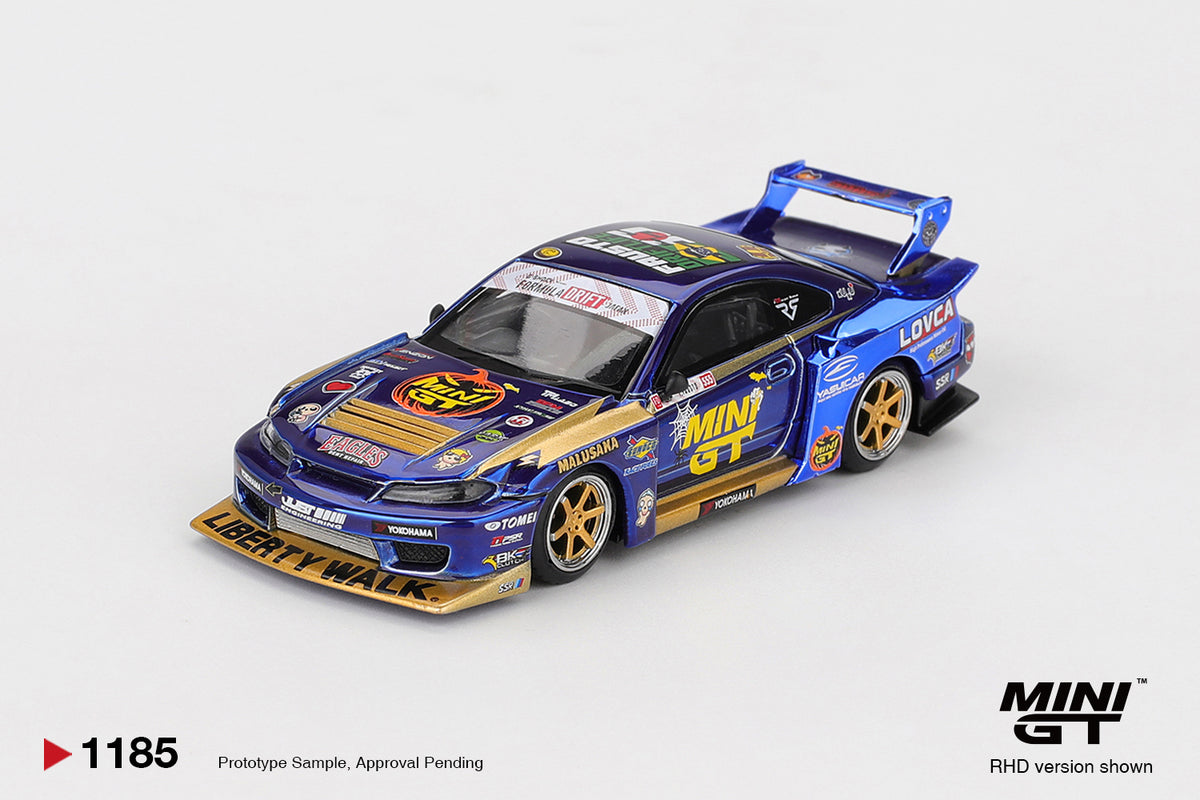 Mini GT 1185 Nissan LB-Super Silhouette S15 SILVIA #555 Team MINI GT Liberty Walk 2025 Formula Drift Halloween Special