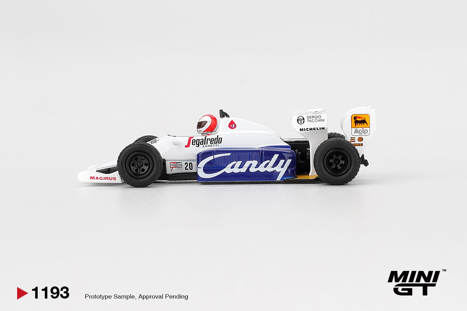 Mini GT 1193 Toleman TG184 #20 Johnny Cecotto 1984 Monaco Grand Prix