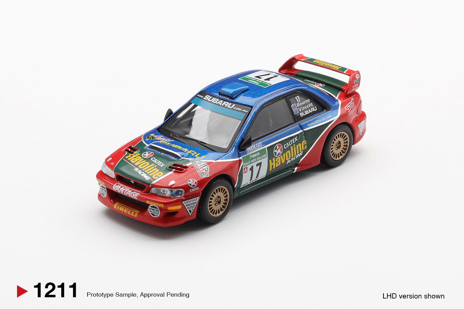 Mini GT 1211 Subaru Impreza WRC98 #17 2000 Rally New Zealand