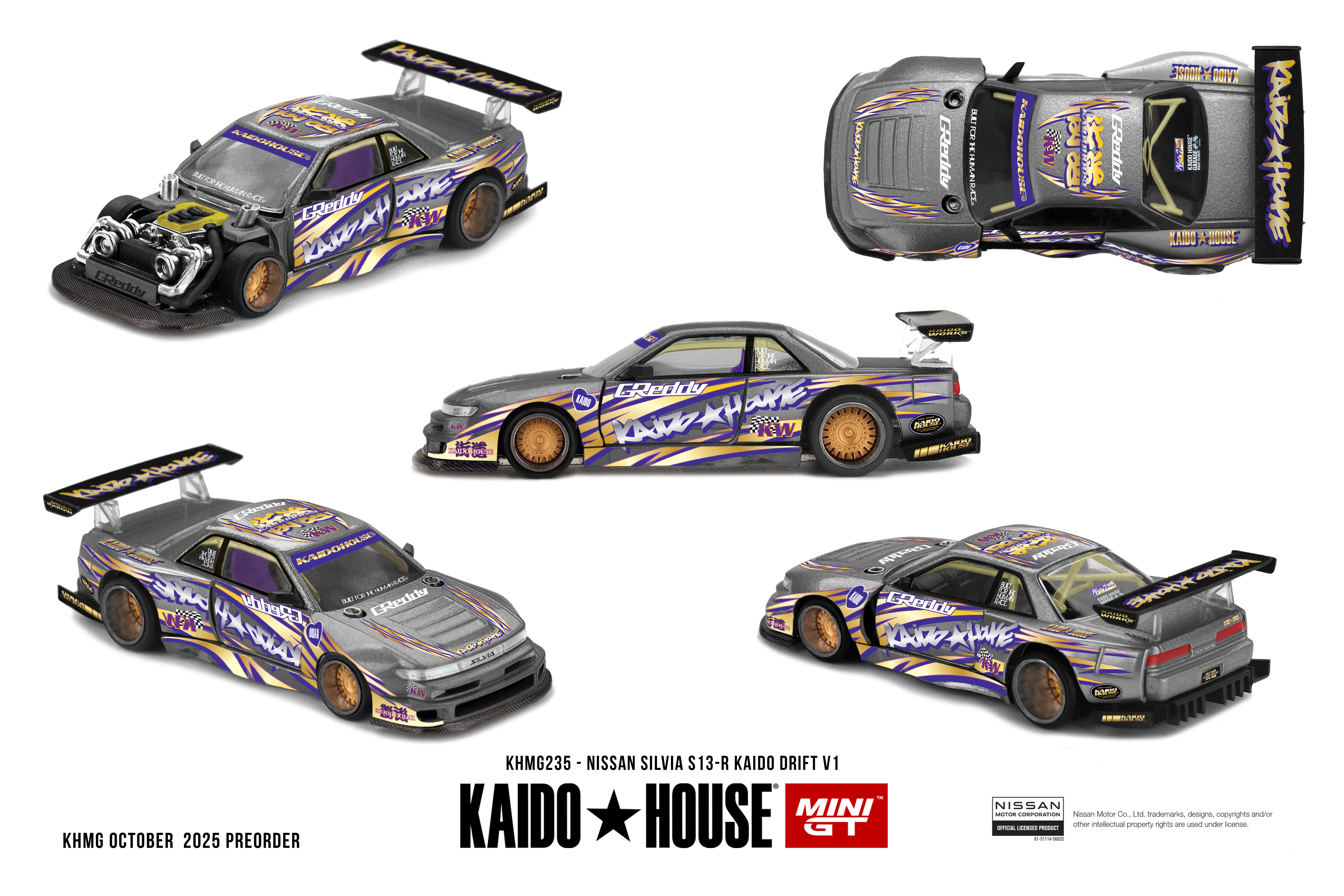Mini GT Kaido House 235 Nissan Silvia S13-R KAIDO DRIFT V1