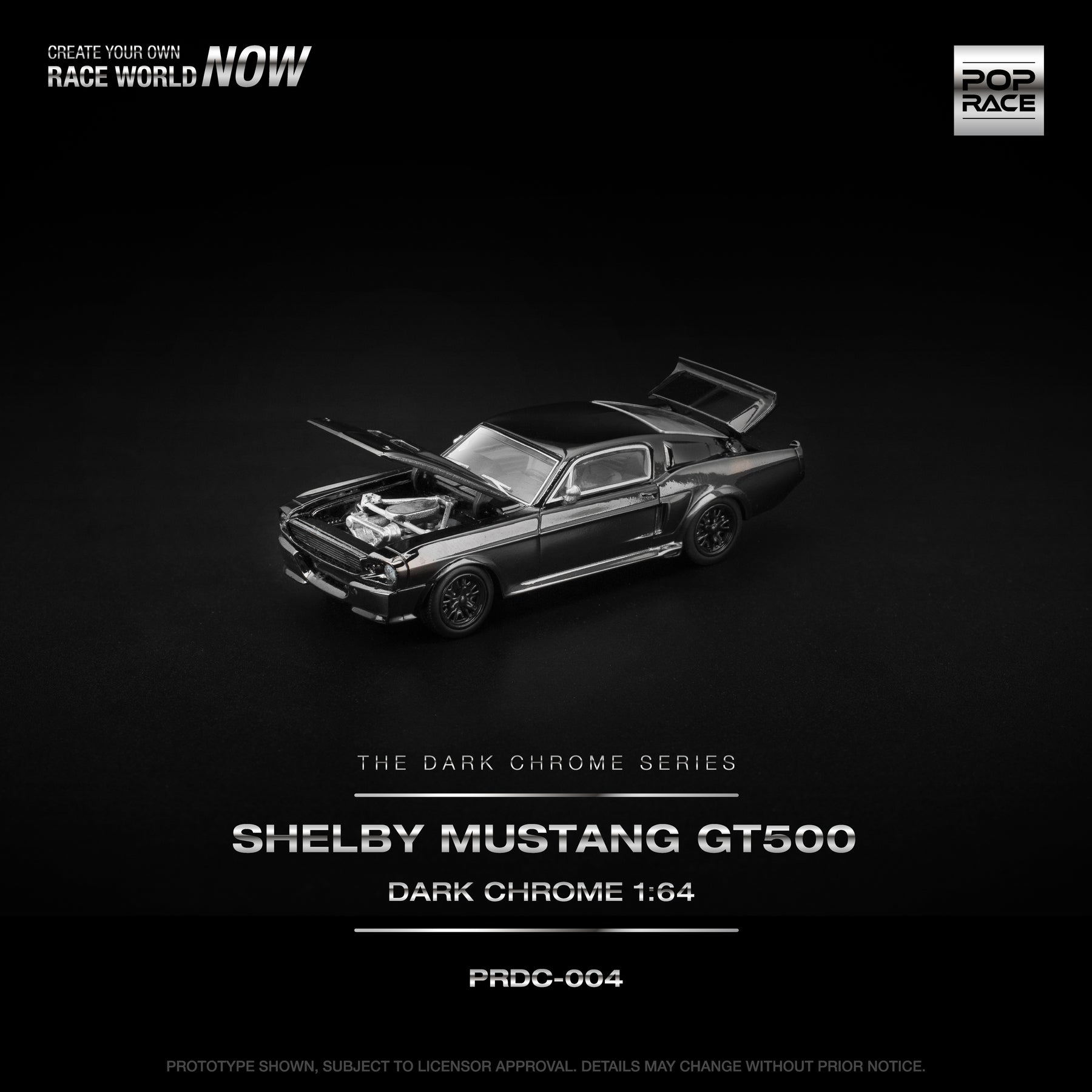 POP RACE PRDC004 Shelby Dark Mustang GT500 Dark Chrome