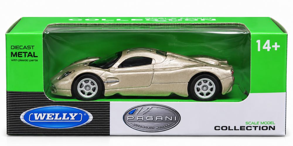 Welly 1:64 Pagani Utopia diecast model car in Light Gold - Toy Marche