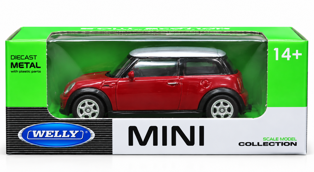 Welly 1:64 Mini Cooper diecast model car in Red - Toy Marche