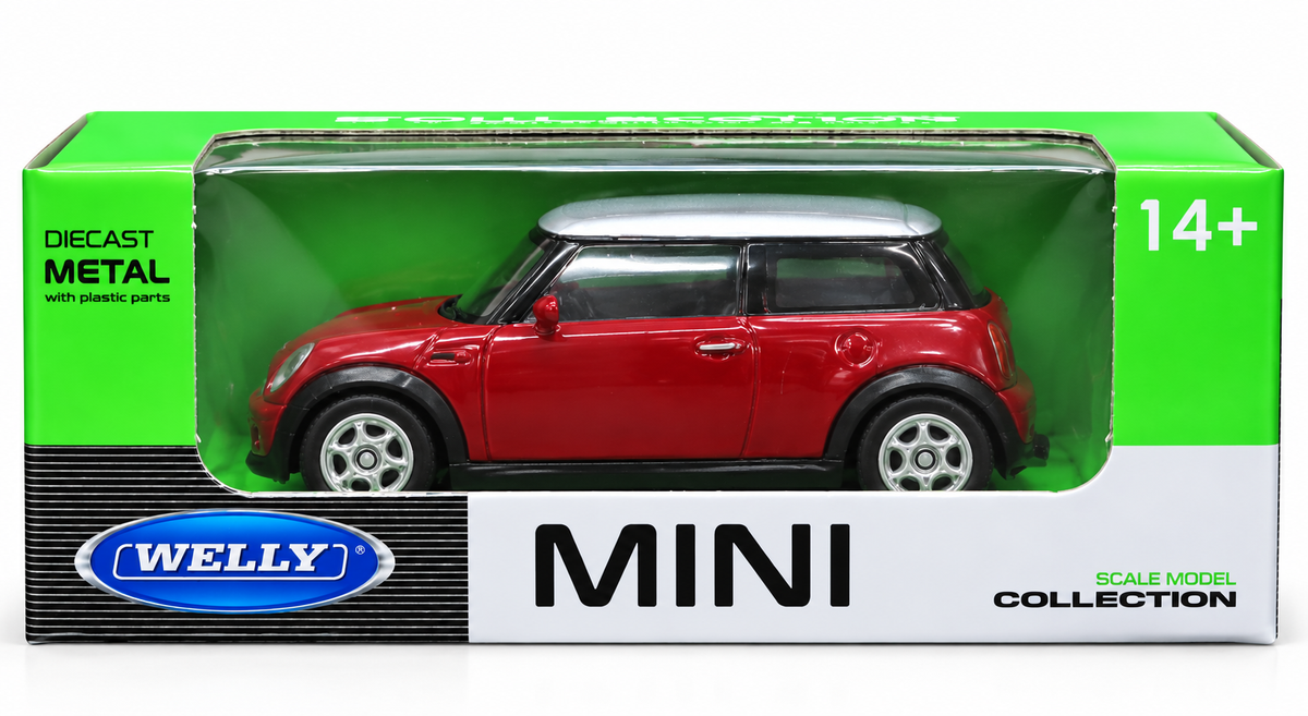 Welly 1:64 Mini Cooper diecast model car in Red - Toy Marche