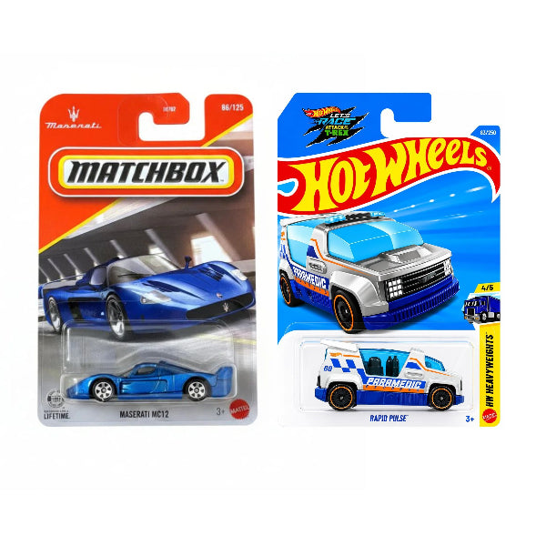 Matchbox Maserati MC 12 and Hot Wheels Rapid Pulse