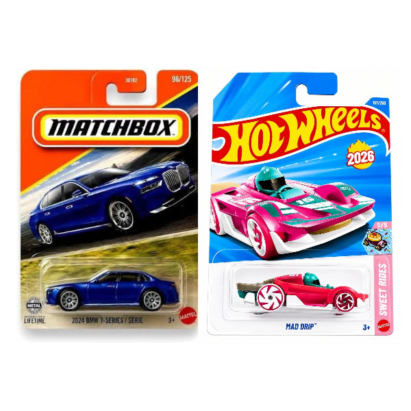Matchbox 2024 BMW 7- Series and Hot Wheels Mad Drip