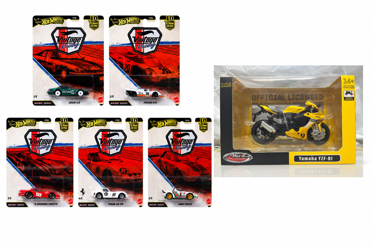 Hot Wheels Premium 2026 | Vintage Racing Set of 5 & MSZ Yamaha YRF-R1
