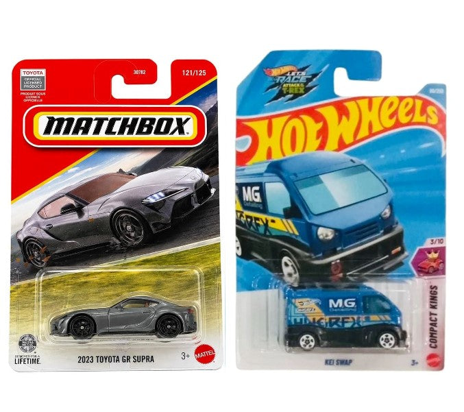 Matchbox 2023 Toyota GR Supra and Hot Wheels Kei Swap