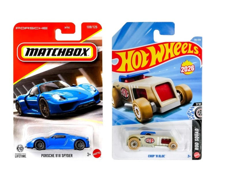 Matchbox Porsche 918 Spyder and HW Chop 'N Bloc