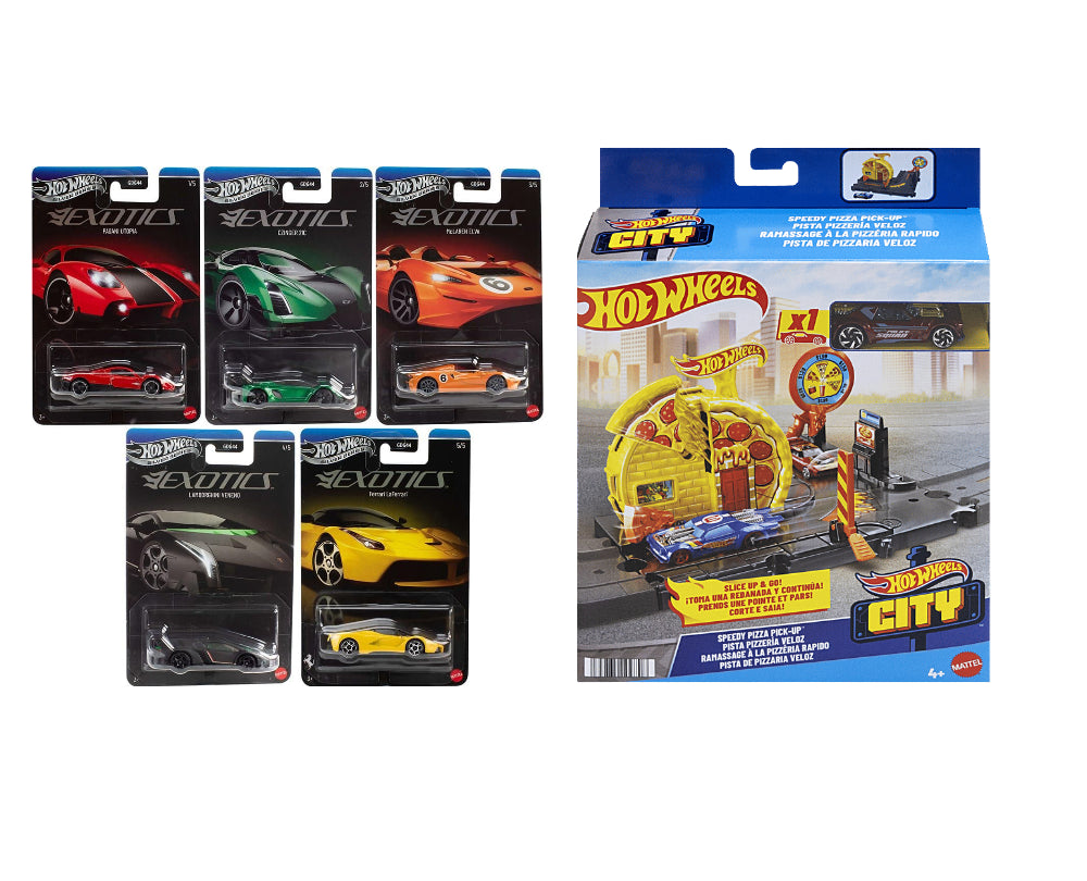 Hot Wheels 2026 Exotics Silver Series and HW City - Slice Up & Go Trackset