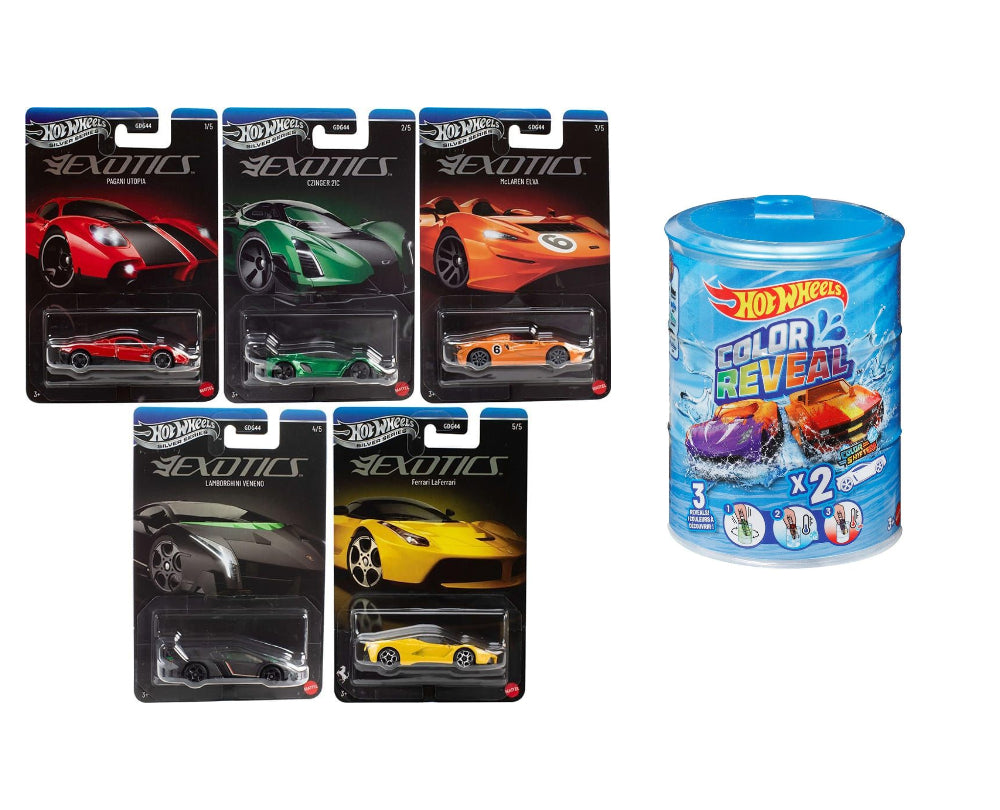 Hot Wheels 2026 Exotics Silver Series and HW Color Reveal Color Shifters Mystery Pack