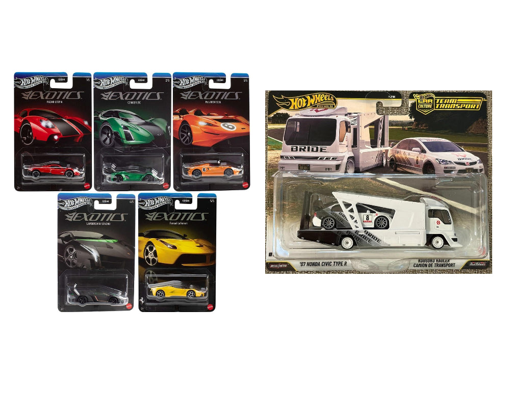 Hot Wheels 2026 Exotics Silver Series and HW Premium Team Transport 07 Honda Civic Type R