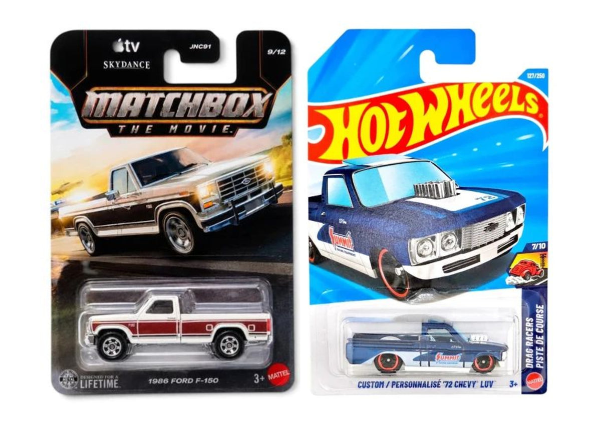 Matchbox 1986 Ford F-150 and Hot Wheels Custom/Personnalise '72 Chevy Luv