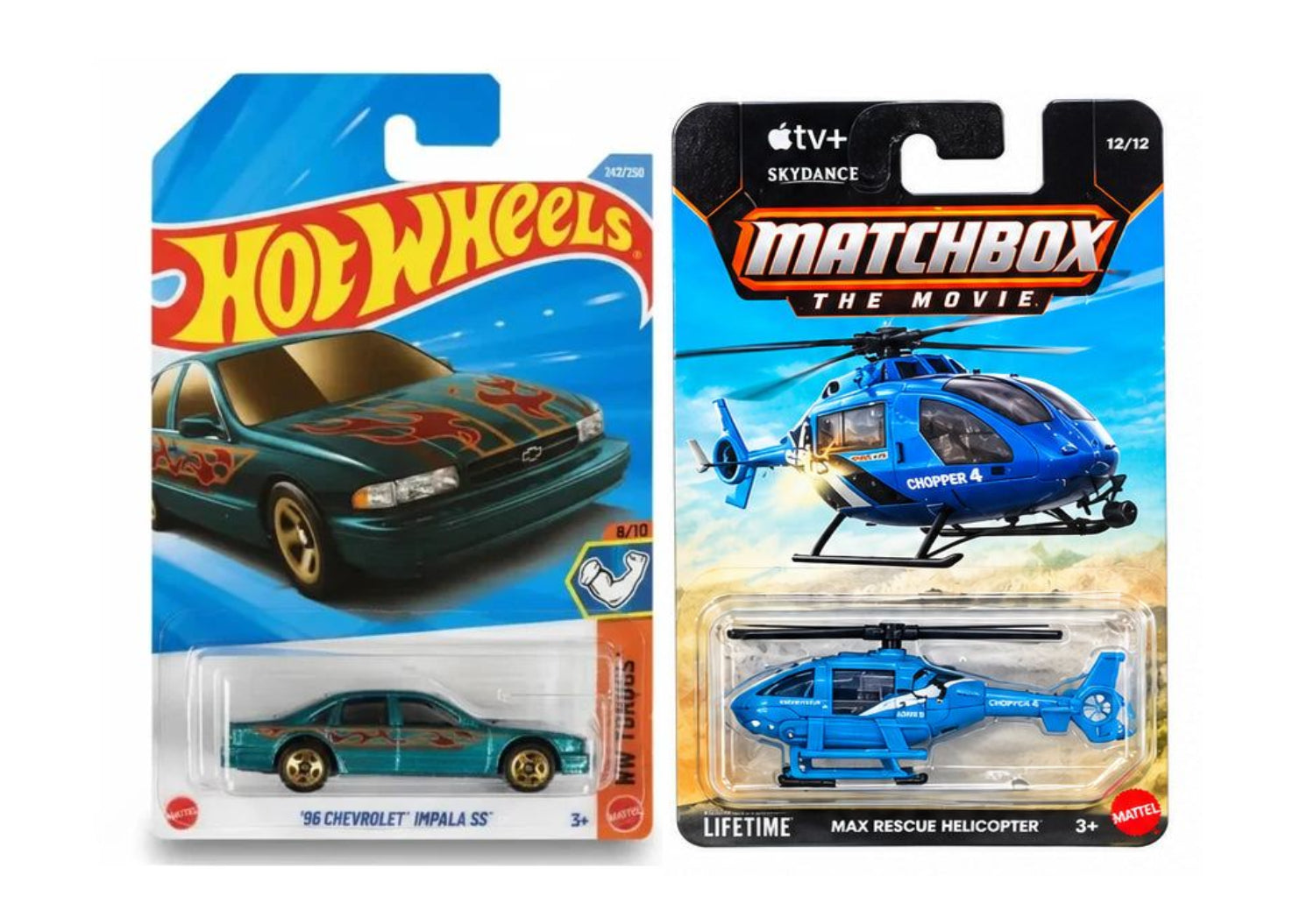 Matchbox MBX Rescue Helicopter and Hot Wheels '96 Chevrolet Impala SS